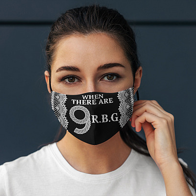 Alternative view of When There Are Nine RBG Lace Collar Washable Reusable Custom - Printed Cloth Face Mask Cover