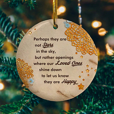 Alternative view of Stars In The Sky Memorial Christmas Ornament Keepsake - Holiday Flat Circle Porcelain Ornament