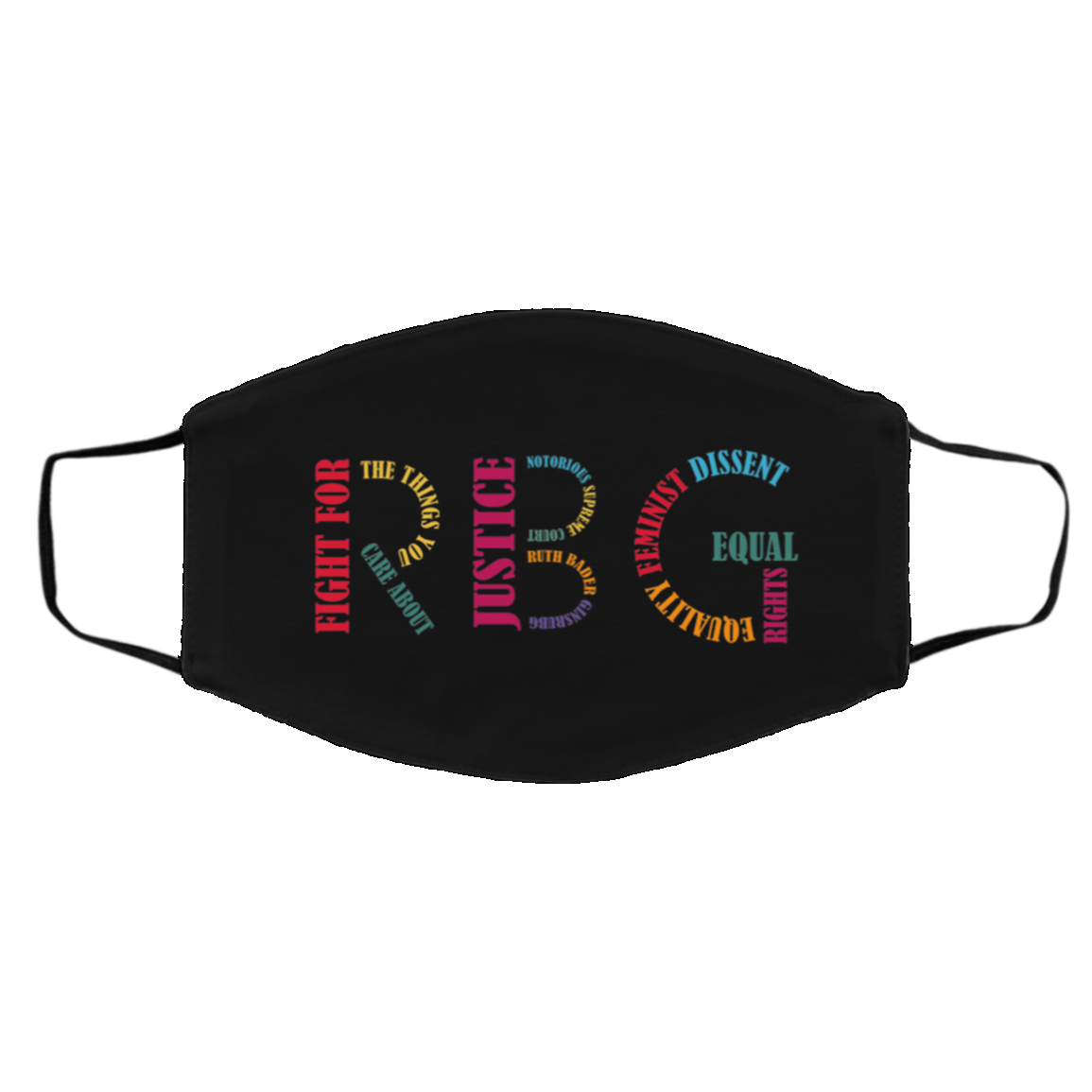 RBG Queen of Justice Ruth Bader Ginsburg Washable Reusable Custom - Printed Cloth Face Mask Cover, Black, Cloth Face Cover – Medium/Large