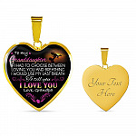 Grandpa To My Granddaughter if I Had to Choose Between Loving You And Breathing Heart Pendant Necklace - Heart Luxury Necklace (Gold Plated)