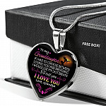 Grandpa To My Granddaughter if I Had to Choose Between Loving You And Breathing Heart Pendant Necklace - Heart Luxury Necklace (Silver)