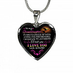 Grandpa To My Granddaughter if I Had to Choose Between Loving You And Breathing Heart Pendant Necklace - Heart Luxury Necklace (Silver)
