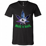 Wake And Bake Coffee T-Shirt - V-Neck Tee, Black, V-Neck T-Shirt