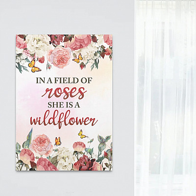 Alternative view of In a Field of Roses She Is a Wildflowers Floral Girl Rooms Decor Framed Canvas Prints - Unframed Poster