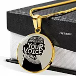 Notorious RBG Speak Your Mind Even If Your Voice Shakes Ruth Bader Ginsburg Luxury Circle Pendant Necklace - Circle Luxury Necklace (Gold Plated)