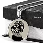 Notorious RBG Speak Your Mind Even If Your Voice Shakes Ruth Bader Ginsburg Luxury Circle Pendant Necklace - Circle Luxury Necklace (Silver)