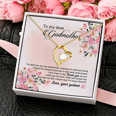 Godson To My Dear Godmother I'm Glad You Are My Godmother Heartfelt Card Jewelry Forever Love Pendant Necklace