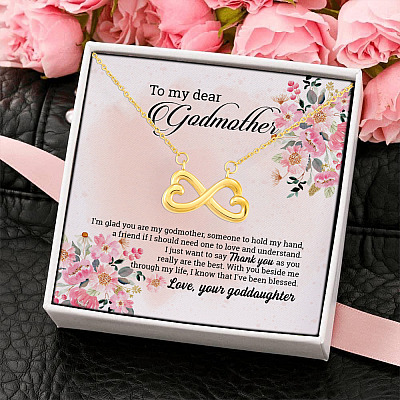 Goddaughter To My Dear Godmother I'm Glad You Are My Godmother Heartfelt Card Infinity Heart Pendant Necklace