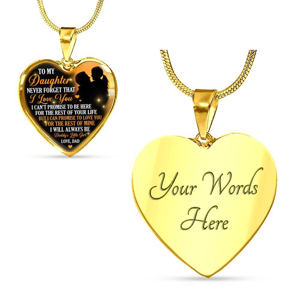 Necklace to My Daughter Never Forget That I Love You I Promise From Dad Heart Pendant Necklace - Heart Luxury Necklace (Gold Plated)