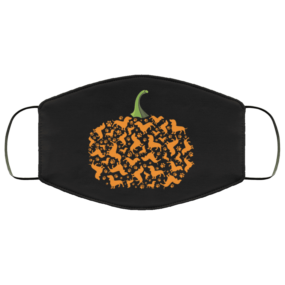 Halloween Pumpkin Dachshund Paws Washable Reusable Custom - Printed Cloth Face Mask Cover, White, Cloth Face Cover – Medium/Large