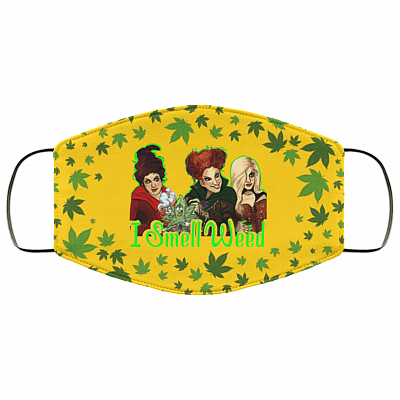 I Smell Weed Hocus Pocus Three Witches Sanderson Sisters Washable Reusable Custom - Cloth Face Mask Cover, Athletic Gold, Cloth Face Cover – Medium/Large