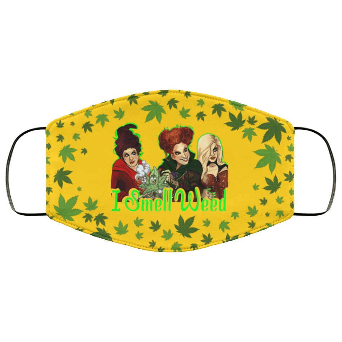 I Smell Weed Hocus Pocus Three Witches Sanderson Sisters Washable Reusable Custom - Cloth Face Mask Cover, Athletic Gold, Cloth Face Cover – Medium/Large