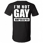 I'm Not Gay But 20 Bucks Is 20 Bucks Funny Plain Front - Print on Back T-Shirt - V-Neck, Black, V-Neck T-Shirt