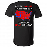 Better Coverage Can You Hear Us Now - Vote Red Plain Front - Print on Back T-Shirt - V-Neck, Black, V-Neck T-Shirt