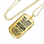 My Son Keep Your Head Up God Gives His Hardest Battle Dog Tag Necklace - Dog Tag (Gold Plated)