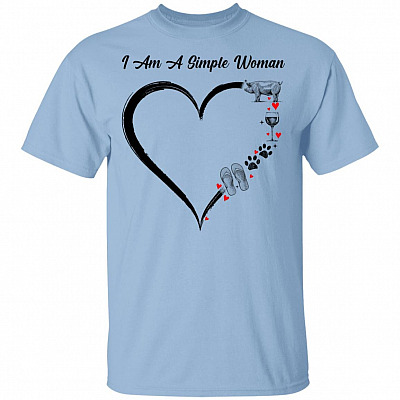 I Am A Simple Woman Love Pigs Wine Dogs And Flip Flop T-Shirt - Funny Simple Woman Shirt, Light Blue, Unisex T-Shirt