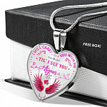 Cardinal I Will Carry You with Me Til' I See You Again Heart Pendant Necklace - Heart Luxury Necklace (Silver)