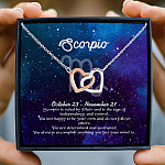 Scorpio Sign Constellation Horoscope Zodiac Birthday Astrology Joined Interlocking Hearts Pendant Necklace