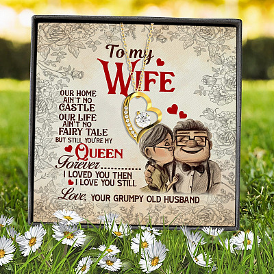 To My Wife Our Home Ain't No Castle Our Life Ain't No Fairy Tale Forever Love Heart Pendant Necklace