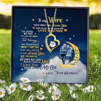Alternative view of To My Wife Never Forget That I Love You From Husband Forever Love Heart Pendant Necklace