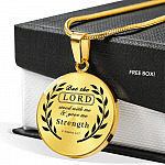 But The Lord Stood With Me And Gave Me Strength Bible Circle Pendant Necklace - Circle Luxury Necklace (Gold Plated)