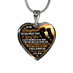 Necklace to My Daughter Never Forget That I Love You I Promise From Mom Heart Pendant Necklace - Heart Luxury Necklace (Silver)