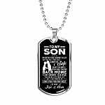 Mom to My Son Wherever Your Journey in Life May Take You I Pray You'll Always Be Safe Dog Tag Pendant Necklace - Dog Tag (Silver)