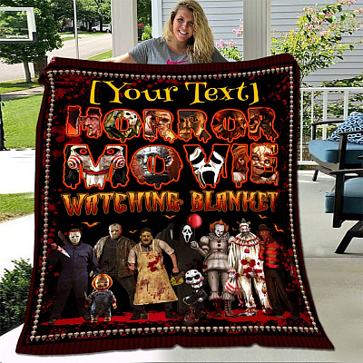 Alternative view of Personalized Horror Movie Watching Blanket For Horror Movie Lover - Halloween Gift Fleece Blanket - Sherpa Blanket