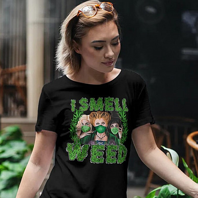 Alternative view of 420 Three Sister Witches I Smell Weed Halloween T-Shirt - Funny Halloween Shirt
