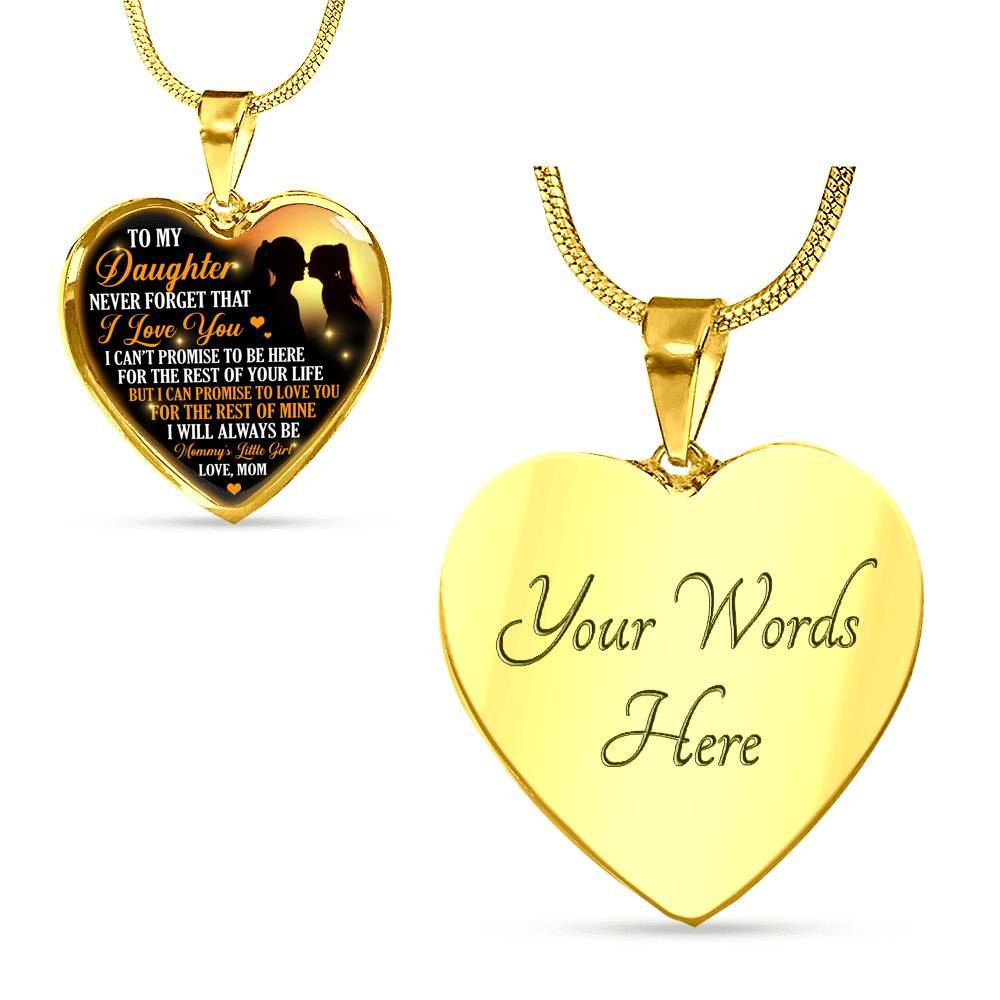 Necklace to My Daughter Never Forget That I Love You I Promise From Mom Heart Pendant Necklace - Heart Luxury Necklace (Gold Plated)