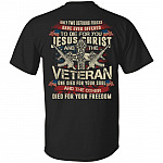 Only Two Defining Forces Jesus Christ And The Veteran Print On Back T-Shirt - Proud Veteran Back Shirt, Black, Unisex T-Shirt