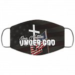 American Flag Cross One Nation Under God Washable Reusable Custom - Printed Cloth Face Mask Cover, White, Cloth Face Cover – Medium/Large