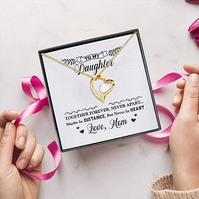Mom to My Daughter Together Forever Never Apart Maybe in Distance Never in Heart Forever Love Pendant Necklace