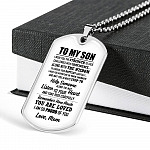 To My Son I Wish You The Strength To Face Challenges With Confidence Dog Tag Pendant Necklace - Dog Tag (Silver)