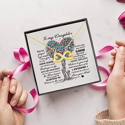 To My Daughter Never Forget How Much I Love You As You Grow Older Infinity Heart Pendant Necklace