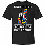 Proud Dad Of The Toughest Boy I Know Puzzle T-shirt - Proud Autism Dad Tee Shirt, Black, Unisex T-Shirt