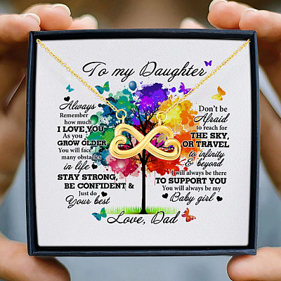 Dad to My Daughter Always Remember How Much I Love You Baby Girl Infinity Heart Pendant Necklace