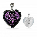 My Dear Wife I Asked God For An Angel And He Sent Me You Love Always Your Husband Luxury Heart Pendant Necklace - Heart Luxury Necklace (Silver)