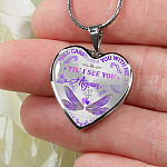 Dragonfly I Will Carry You with Me Til' I See You Again Heart Pendant Necklace - Heart Luxury Necklace (Silver)