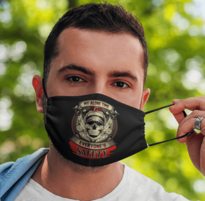 Alternative view of Skull My Alone Time Is For Everyone's Safety Washable Reusable Custom - Printed Cloth Face Mask Cover