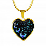 Angel Wings Heart a Piece of My Heart Lives in Heaven Heart Pendant Necklace - Heart Luxury Necklace (Gold Plated)