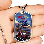 Trucker's Prayer Lord Please Help Me To Be Safe I Put My Hands In Yours Lord Get Me Home Dog Tag Pendant Necklace - Dog Tag (Silver)
