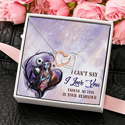 Alternative view of I Can't Say I Love You Enough So This Is Your Reminder Sally Before Christmas Interlocking Hearts Pendant Necklace