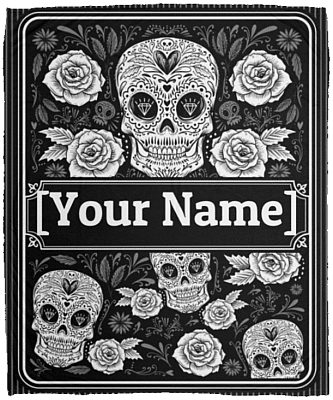 Personalized Sugar Skull Rose Fleece Blanket - Mink Blanket - Woven Blanket, White, Cozy Plush Fleece Blanket - 50x60