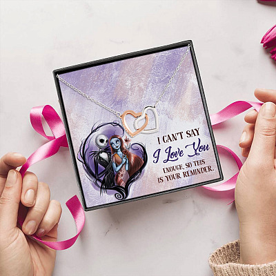 I Can't Say I Love You Enough So This Is Your Reminder Sally Before Christmas Interlocking Hearts Pendant Necklace