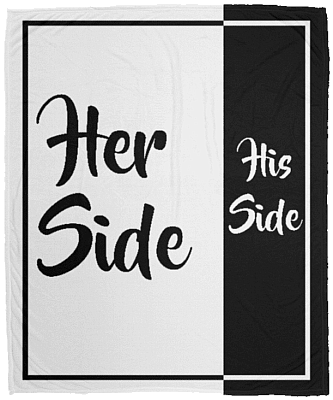 His Side Her Side Black White Fleece Blanket - Premium Sherpa Blanket - Woven Blanket, White, Cozy Plush Fleece Blanket - 50x60