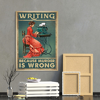 Alternative view of Writing Because Murder Is Wrong Gallery Wrapped Framed Canvas Prints - Unframed Poster - Home Decor Wall Art