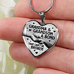 Grandma and Grandson a Bond That Can't Be Broken Heart Pendant Necklace - Heart Luxury Necklace (Silver)