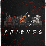 Friends Horror Movie Characters Halloween Horror Movie Watching Blanket Fleece Blanket - Premium Sherpa Blanket, White, Cozy Plush Fleece Blanket - 50x60