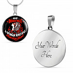Never Underestimate A Woman Who Has Cherokee Blood Circle Pendant Necklace - Native American Necklace - Circle Luxury Necklace (Silver)